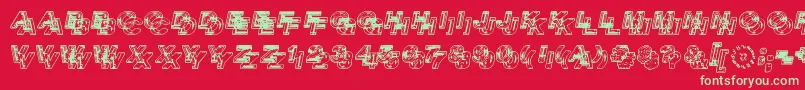 フォントSiameseTwins – 赤い背景に緑の文字