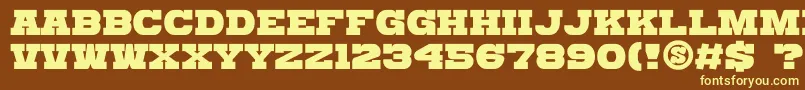 GomariceKatamariSerif-fontti – keltaiset fontit ruskealla taustalla