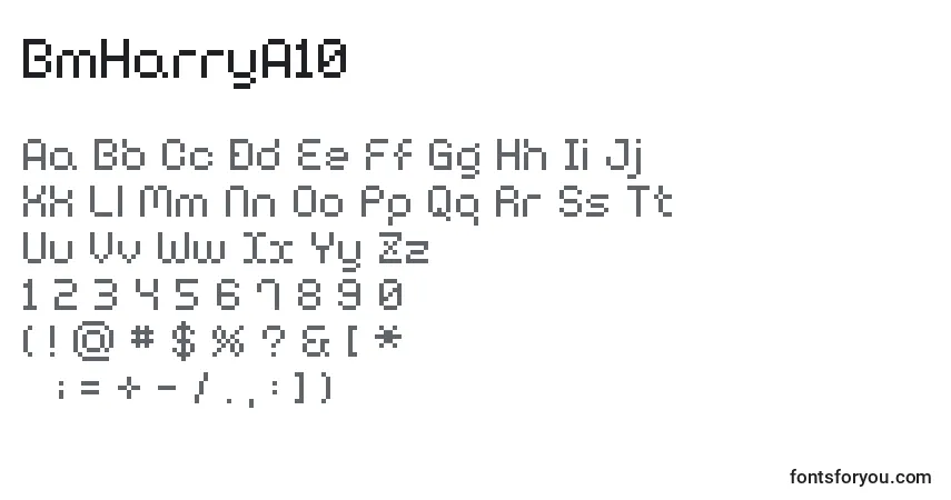 Czcionka BmHarryA10 – alfabet, cyfry, specjalne znaki