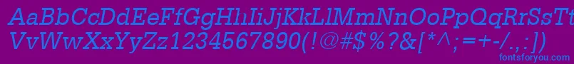 GlyphaLt55Oblique-fontti – siniset fontit violetilla taustalla