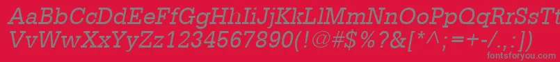 フォントGlyphaLt55Oblique – 赤い背景に灰色の文字