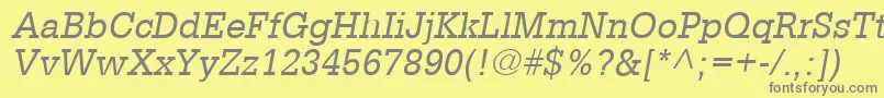 フォントGlyphaLt55Oblique – 黄色の背景に灰色の文字