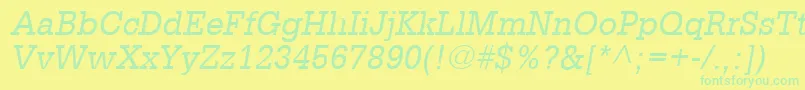 GlyphaLt55Oblique Font – Green Fonts on Yellow Background