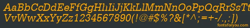 フォントGlyphaLt55Oblique – 黒い背景にオレンジの文字