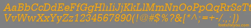 フォントGlyphaLt55Oblique – オレンジの文字は灰色の背景にあります。