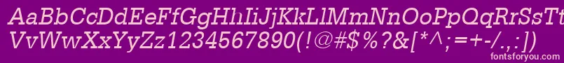 フォントGlyphaLt55Oblique – 紫の背景にピンクのフォント