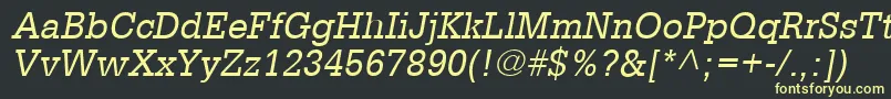 フォントGlyphaLt55Oblique – 黒い背景に黄色の文字