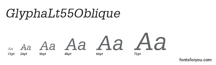 Размеры шрифта GlyphaLt55Oblique