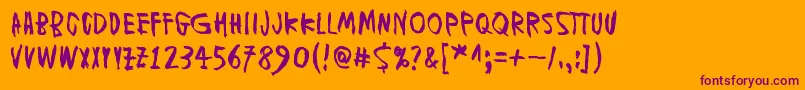 Fonte MuspiMerolMirg – fontes roxas em um fundo laranja