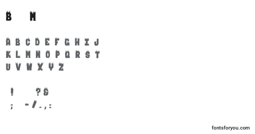 Schriftart BurningMan – Alphabet, Zahlen, spezielle Symbole
