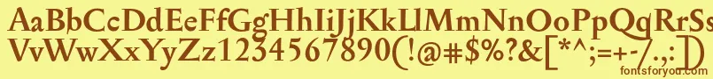 フォントSerapionProBold – 茶色の文字が黄色の背景にあります。