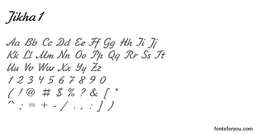 Schriftart Jikha1 – Alphabet, Zahlen, spezielle Symbole