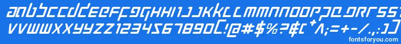 ProkofievItalic-Schriftart – Weiße Schriften auf blauem Hintergrund