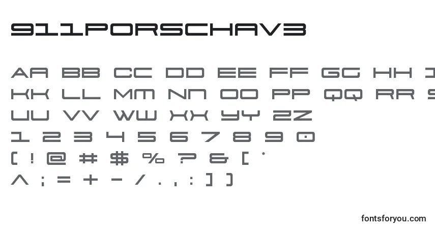Schriftart 911porschav3 – Alphabet, Zahlen, spezielle Symbole