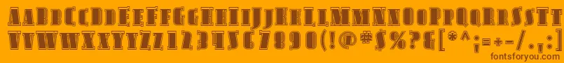 Avond15-Schriftart – Braune Schriften auf orangefarbenem Hintergrund