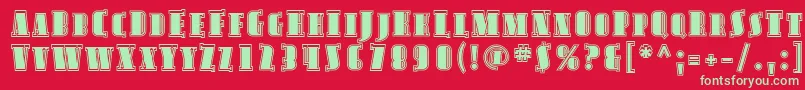 フォントAvond15 – 赤い背景に緑の文字
