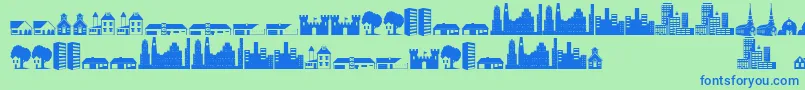 フォントLittlecity2000 – 青い文字は緑の背景です。