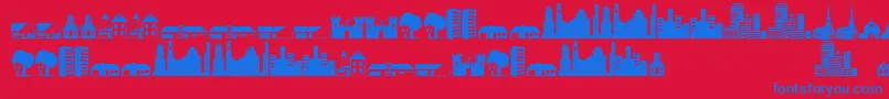 Littlecity2000 Font – Blue Fonts on Red Background