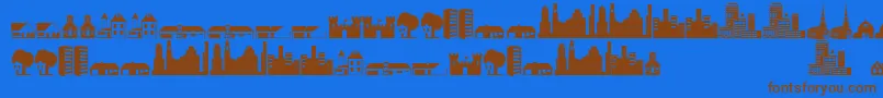 Littlecity2000-Schriftart – Braune Schriften auf blauem Hintergrund