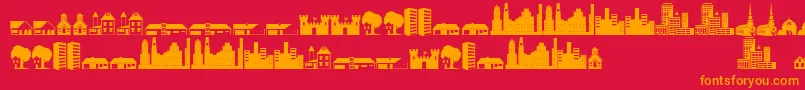 Fonte Littlecity2000 – fontes laranjas em um fundo vermelho