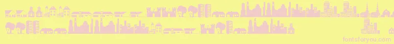 Littlecity2000-fontti – vaaleanpunaiset fontit keltaisella taustalla