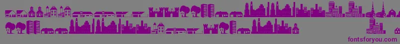フォントLittlecity2000 – 紫色のフォント、灰色の背景