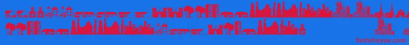 Littlecity2000-Schriftart – Rote Schriften auf blauem Hintergrund