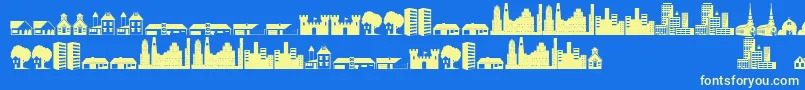 フォントLittlecity2000 – 黄色の文字、青い背景