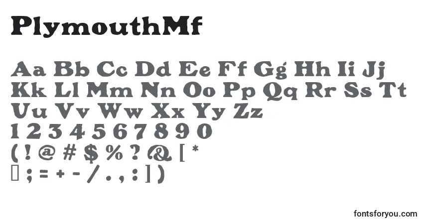 Шрифт PlymouthMf – алфавит, цифры, специальные символы