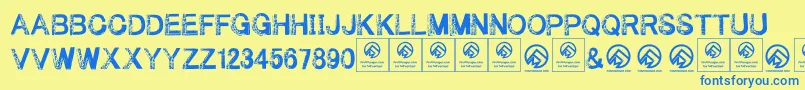 Underyourbed Font – Blue Fonts on Yellow Background