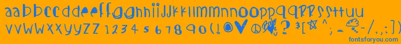 Candycutes-Schriftart – Blaue Schriften auf orangefarbenem Hintergrund