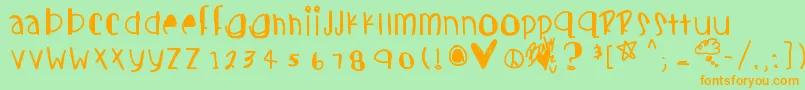Weitere Informationen zur Candycutes-Schriftart Candycutes-Schriftart – Orangefarbene Schriften auf grünem Hintergrund