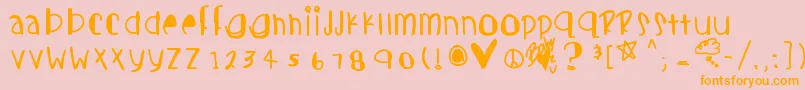 フォントCandycutes – オレンジの文字がピンクの背景にあります。