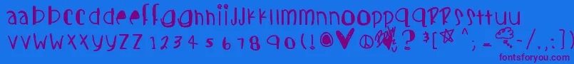 Candycutes-Schriftart – Violette Schriften auf blauem Hintergrund