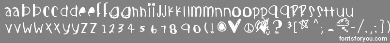Candycutes-Schriftart – Weiße Schriften auf grauem Hintergrund