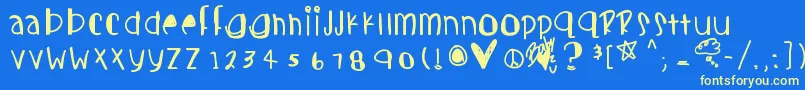 Candycutes Font – Yellow Fonts on Blue Background