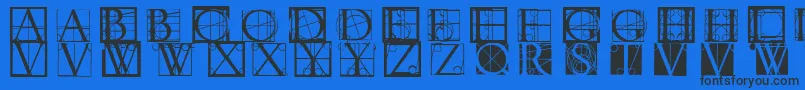 Fonte Neudoerffer – fontes pretas em um fundo azul