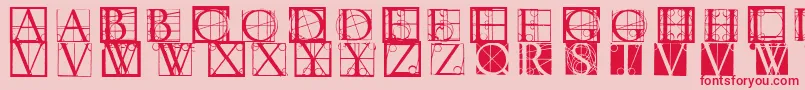 Fonte Neudoerffer – fontes vermelhas em um fundo rosa