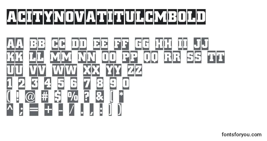 Шрифт ACitynovatitulcmBold – алфавит, цифры, специальные символы
