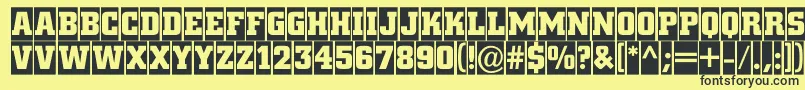 フォントACitynovatitulcmBold – 黒い文字の黄色い背景