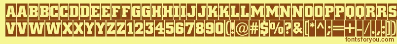 フォントACitynovatitulcmBold – 茶色の文字が黄色の背景にあります。