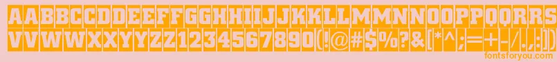 ACitynovatitulcmBold-Schriftart – Orangefarbene Schriften auf rosa Hintergrund