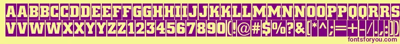 ACitynovatitulcmBold-fontti – violetit fontit keltaisella taustalla