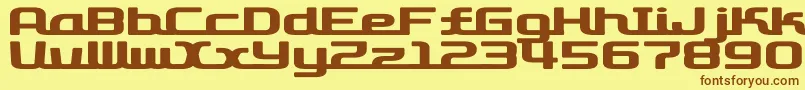 フォントD3RoadsterismWide – 茶色の文字が黄色の背景にあります。