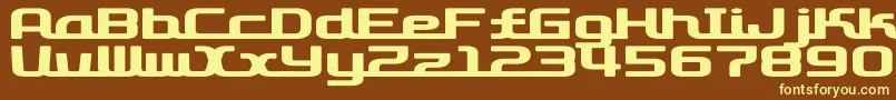 D3RoadsterismWide-fontti – keltaiset fontit ruskealla taustalla