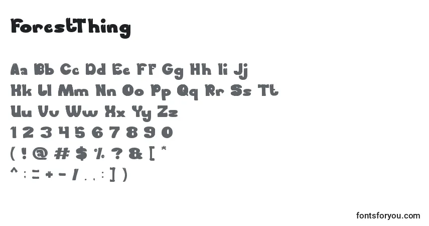 ForestThing-fontti – aakkoset, numerot, erikoismerkit
