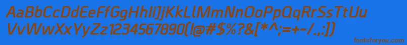 BordaBolditalic-Schriftart – Braune Schriften auf blauem Hintergrund