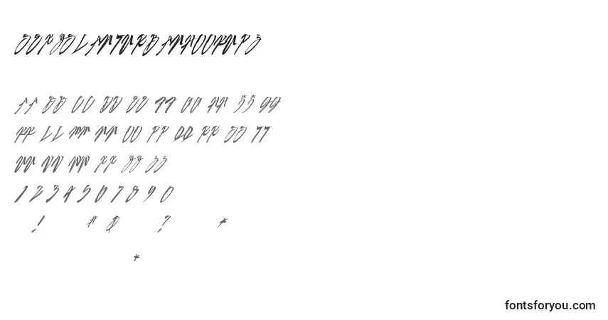 Schriftart SexySlantUrbanhookupz – Alphabet, Zahlen, spezielle Symbole