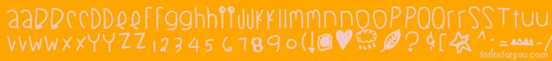 Blackberrybluesthick-fontti – vaaleanpunaiset fontit oranssilla taustalla