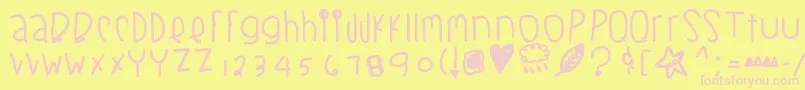 Blackberrybluesthick-fontti – vaaleanpunaiset fontit keltaisella taustalla